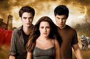 Picture of actors Robert Pattinson, Kristen Stewart, and Taylor Lautner from the movie, 